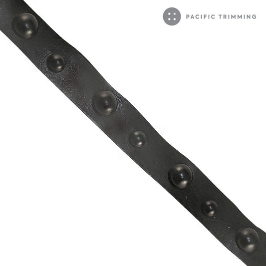 Round Studded Faux Leather Trim 3/4"