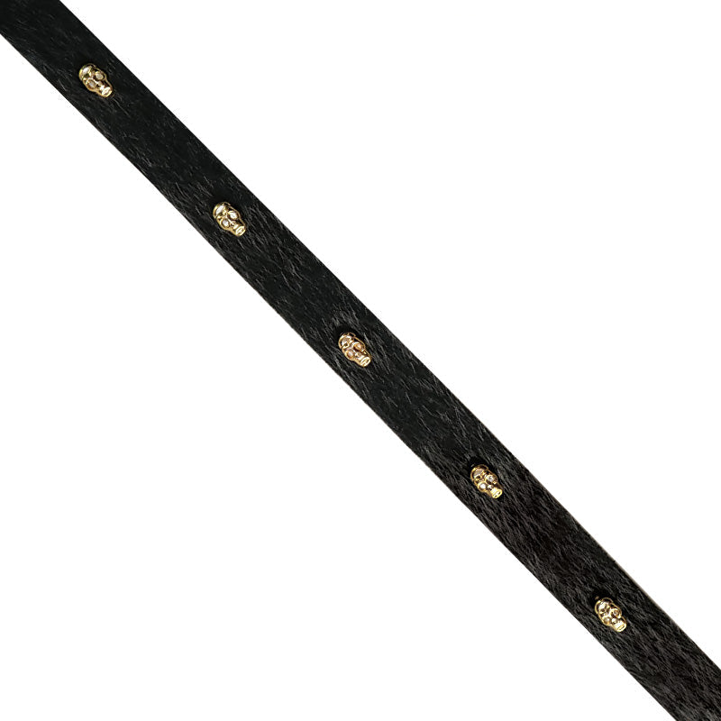 20mm Faux Fur Black Trim with Skull Studs
