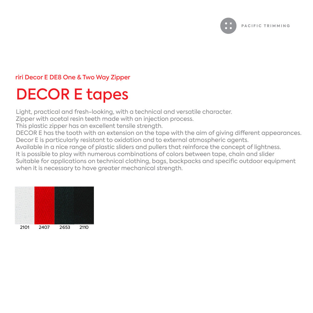 Decor E DE8 One & Two Way Plastic Teeth Zipper