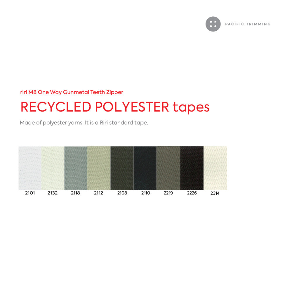 M8 One Way Gunmetal Teeth Metal Zipper