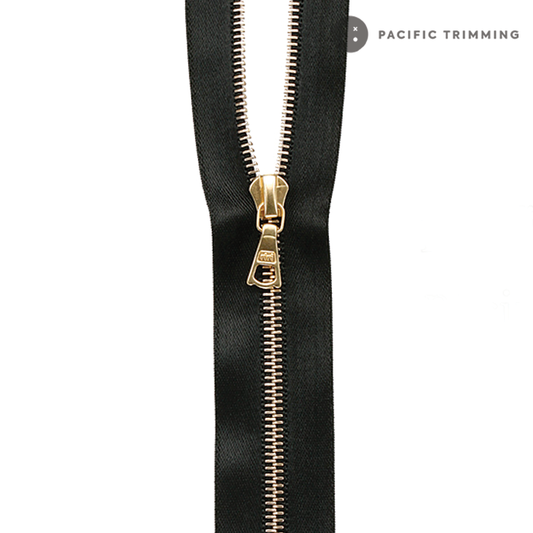 M8 One Way Satin Tape Gold Teeth Zipper