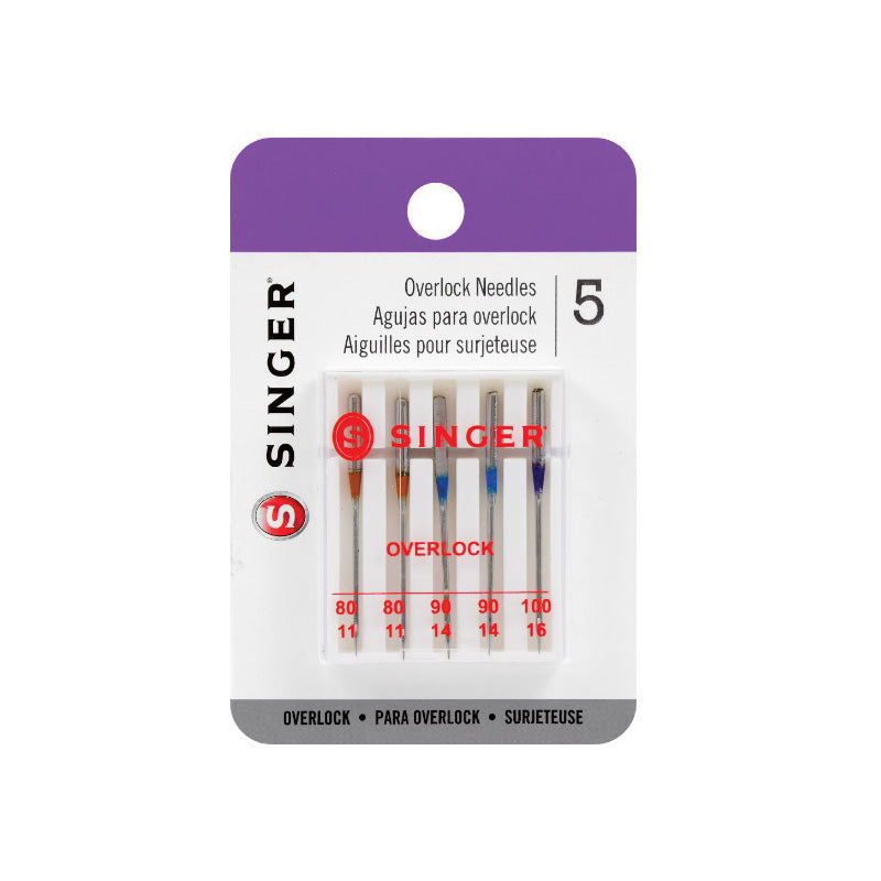 Singer Universal Regular Point Overlock Machine Needles Sizes 11/80, 14/90. 16/100