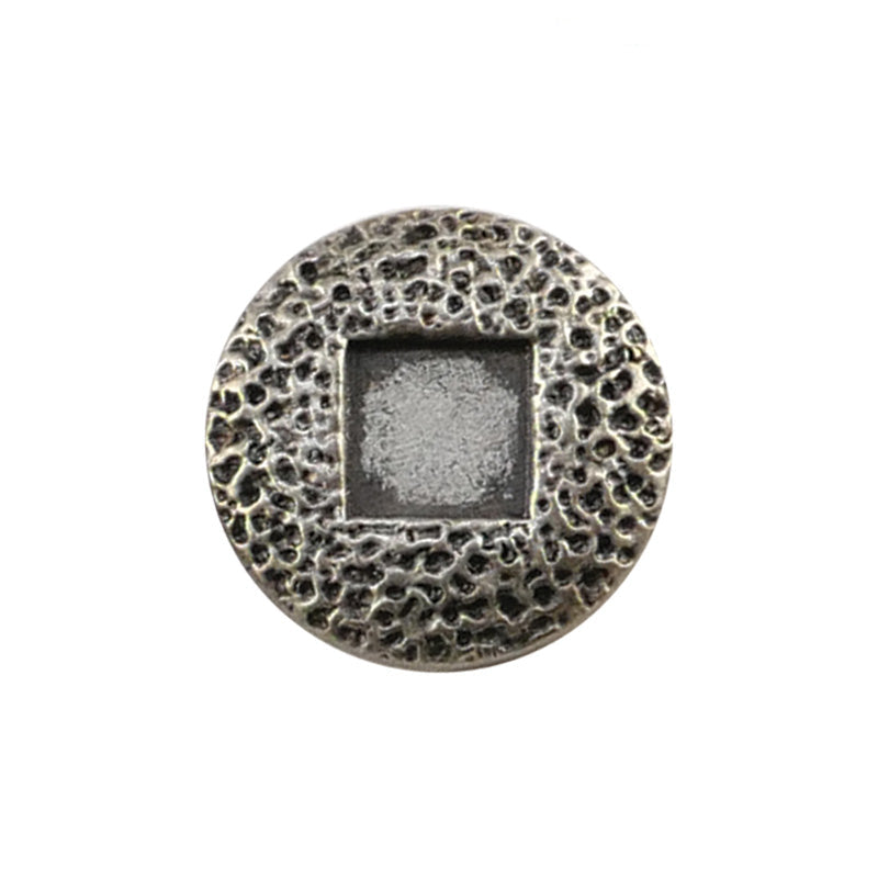 Textured Flat Shape Silver Metal Shank Button