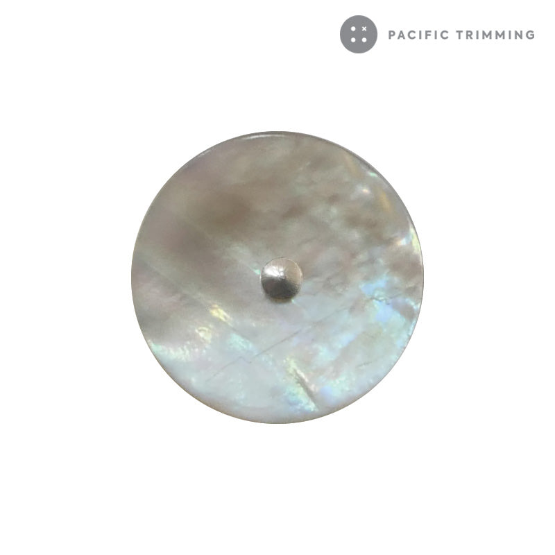 No hole Genuine Mother of Pearl & Shell Shank Button Silver