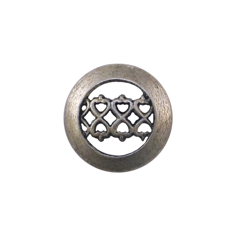 Patterned Silver Metal Shank Button