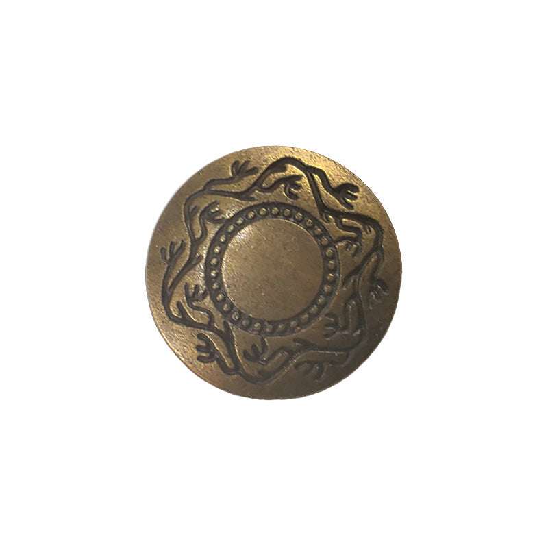 Pattern Engraved Antique Brass Metal Shank Button