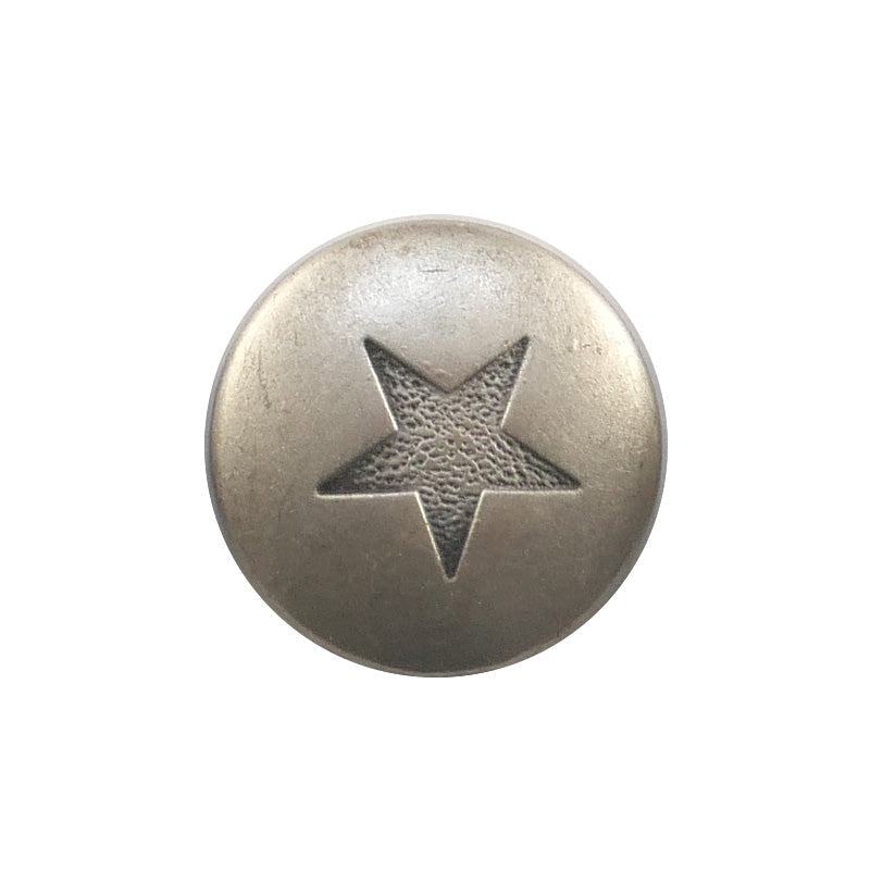Star Engraved Matte Silver Metal Shank Button