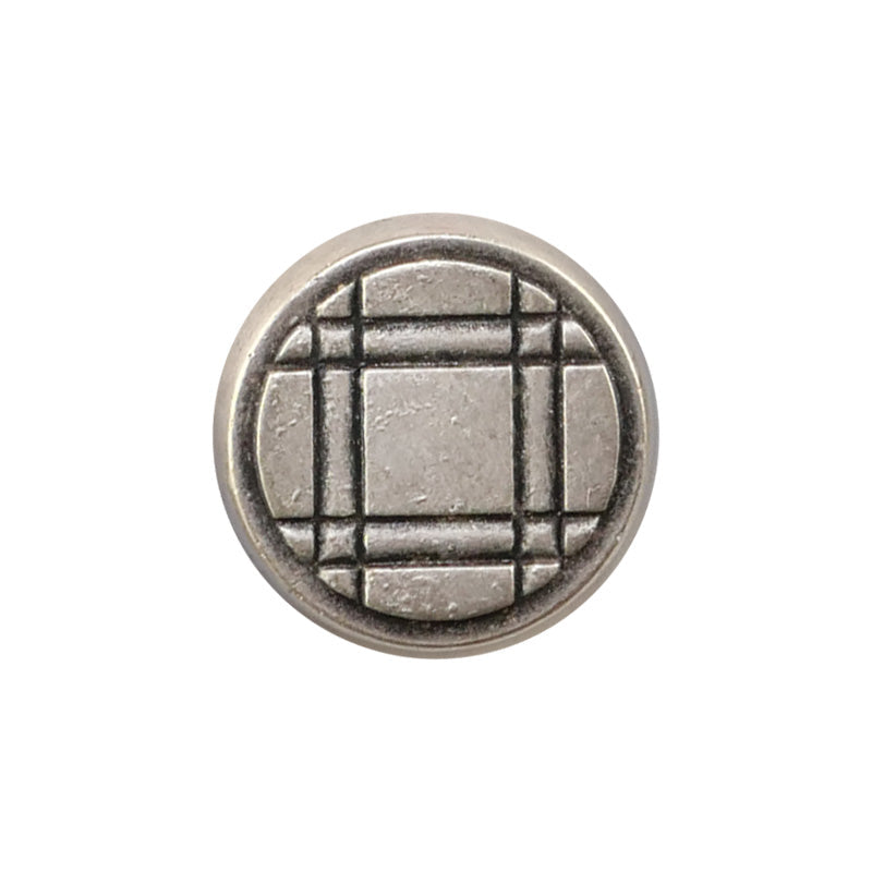 Striped Silver Round Matte Finish Metal Shank Button