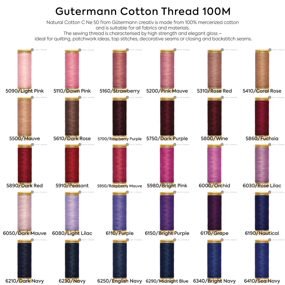 Gutermann Cotton Thread 100M 165 Colors #5090 to #7580