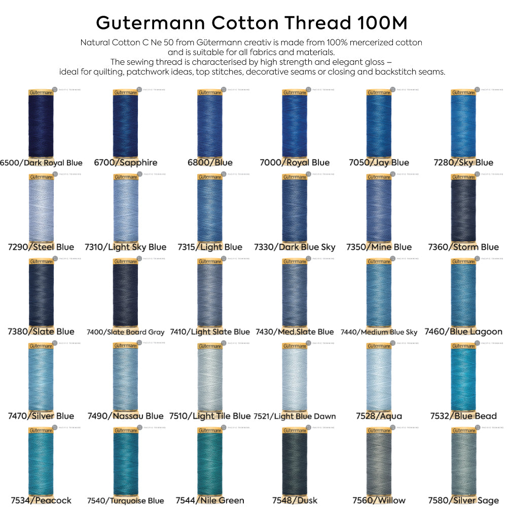 Gutermann Cotton Thread 100M 165 Colors #5090 to #7580