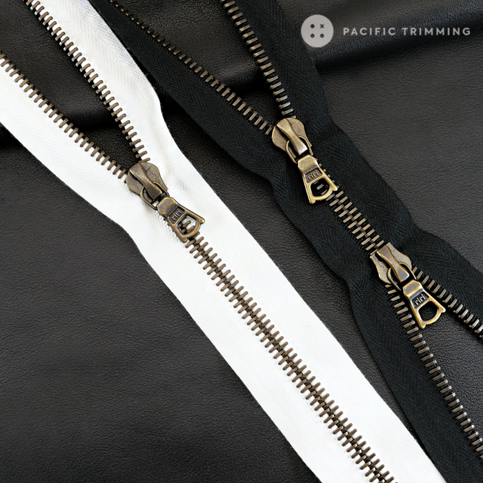 M8 One Way Antique Brass Teeth Metal Zipper