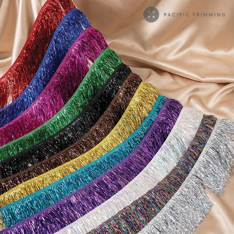 ☆Ameri☆MEDI MIX PATTERN FRINGE GILLET Fringe Benefits in Sunset Silver Fringe | Phillip Jeffries