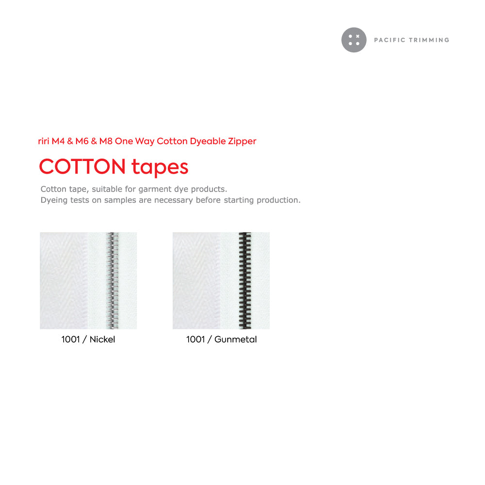 riri M8 One Way Cotton Tape Dyeable Zipper