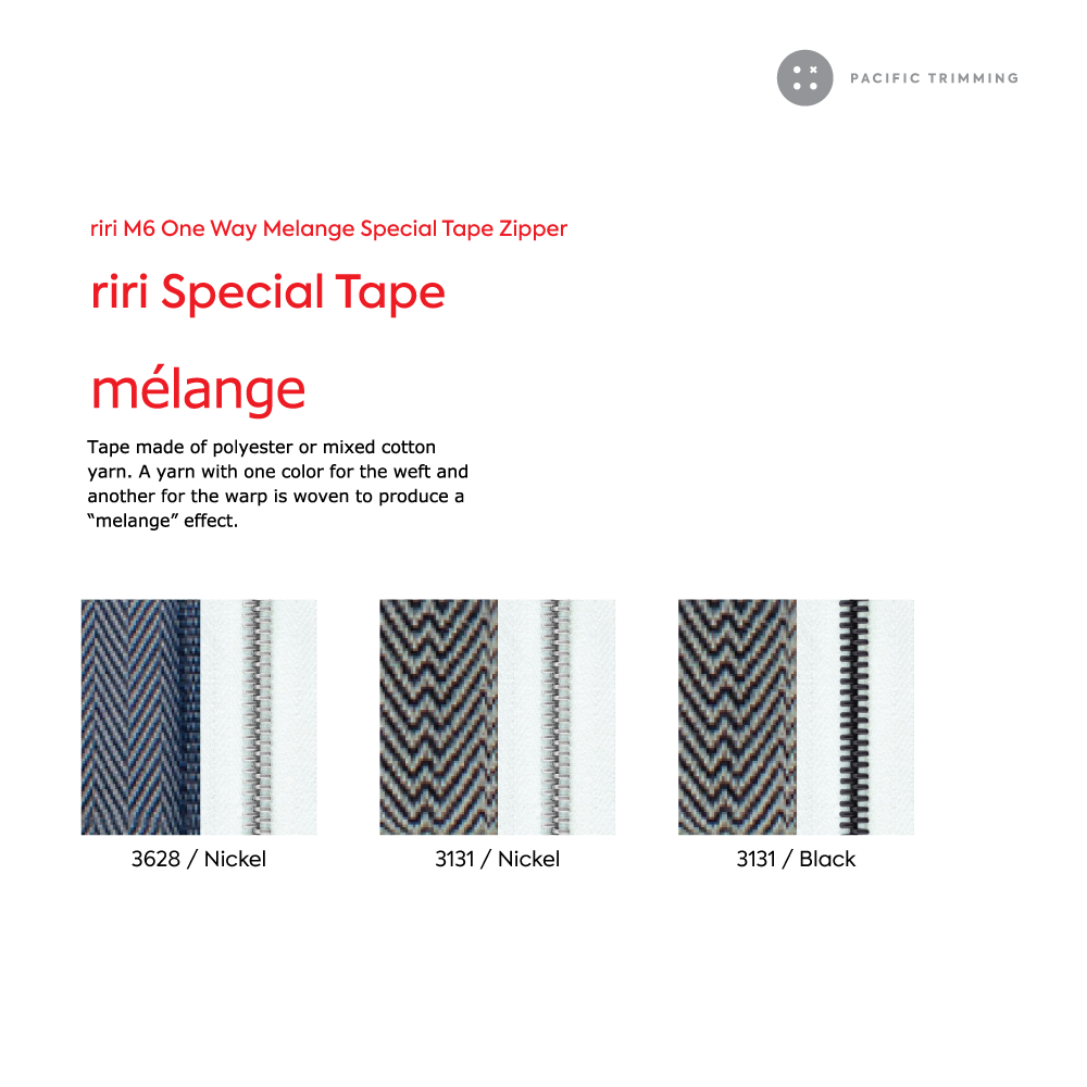 riri M6 One Way Melange Special Tape Zipper
