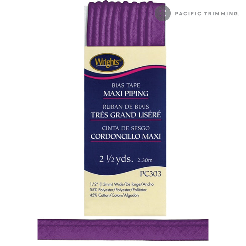 Wrights Maxi Piping Bias Tape 1/2" Purple