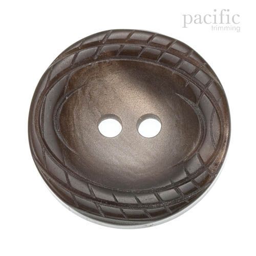 Concave 2 Hole Faux Pearl Polyester Button 120373PL Brown