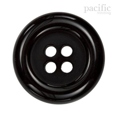 4 Hole Round Rim Polyester Button 120633KR Black