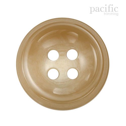 Round Rim Concave 4 Hole Polyester Jacket Coat Button Beige