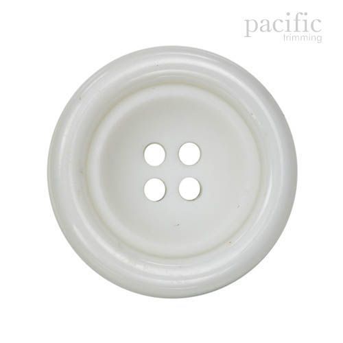 Round Rim Concave 4 Hole Nylon Button 125028BA White