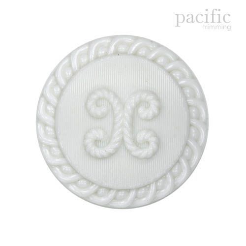 Braided Patterned Nylon Shank Decorative Button White