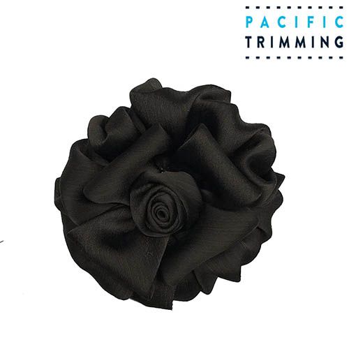 4 Inch Beautiful Floral Appliques Black