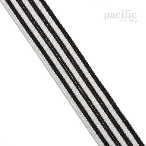 1 Inch White and Black Stripe Patterned Elastic