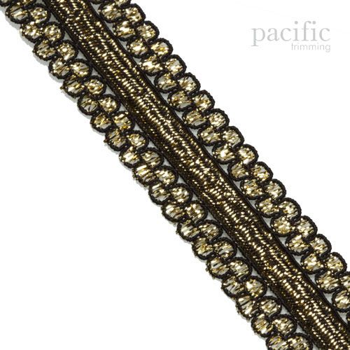 0.63 Inch Metallic Stretch Ribbon Black/Gold