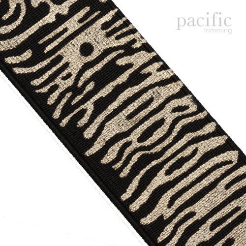 1.63 Inch Elastic Band With Abstract Pattern Black/Gold
