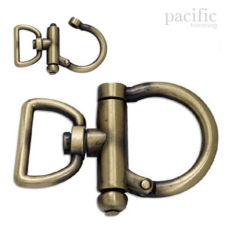 1 Inch Open Swivel Snap Shiny Antique Brass