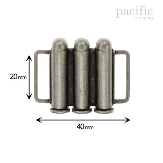 20mm Bullet Front Buckle Closure Antique Silver 