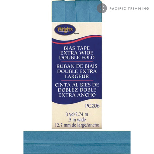 Wrights Double Fold Bias Tape 1/2" Porcelain Blue