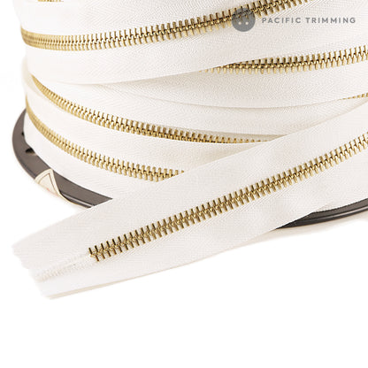 riri Zipper Continuous Chain White Tape with Gold Teeth