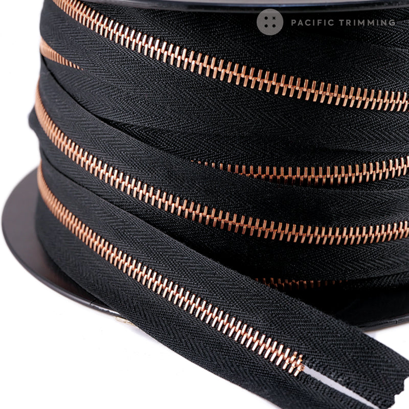 riri Zipper Continuous Chain Black Tape with Copper Teeth