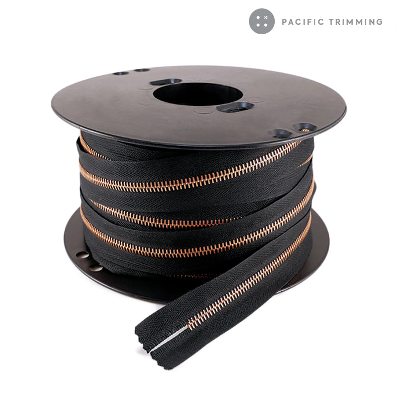 riri Zipper Continuous Chain Black Tape with Copper Teeth