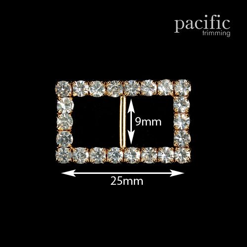 9mm Mini Rhinestone Slider Gold