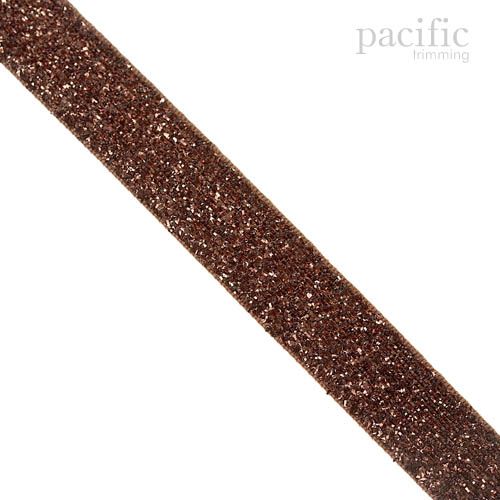 Metallic Velvet Ribbon 4 Sizes Brown