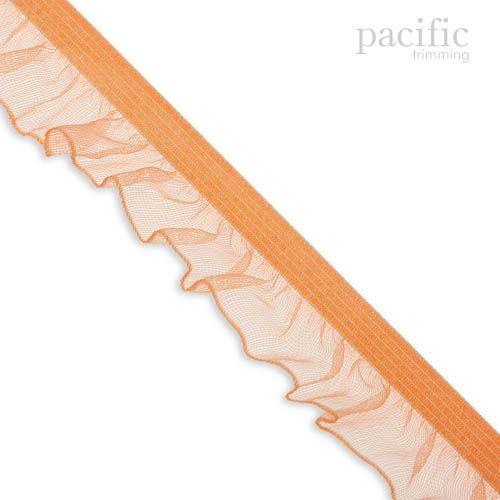 20mm Sheer Stretch Ruffle Elastic Trim 280042RF Light Orange