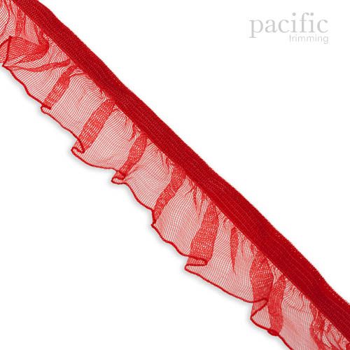 20mm Sheer Stretch Ruffle Elastic Trim 280042RF Red