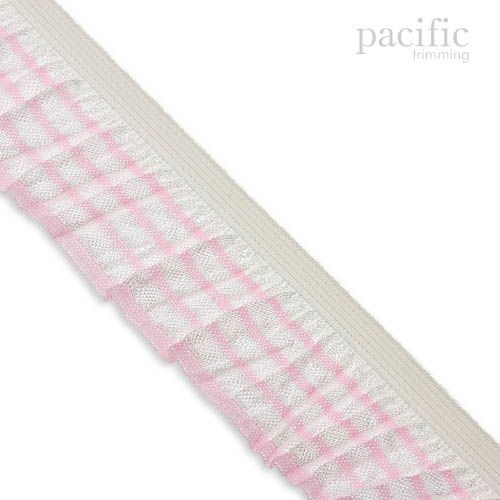1 Inch Striped Stretch Ruffle Elastic Trim 280044RF Pink