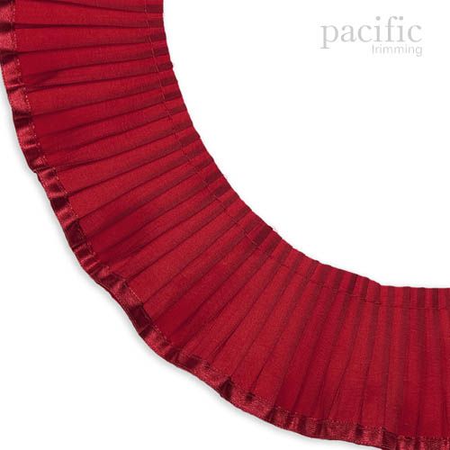 2.25 Inch Satin Edge Pleated Trim Red