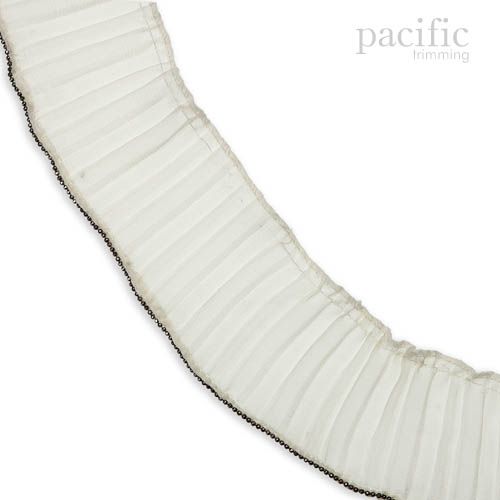 2 Inch Beaded Edge Pleat Trim Ivory