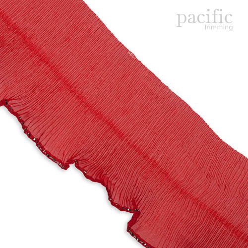 3 Inch Glitter Edged Pleat Trim Red