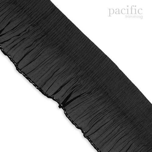 3 Inch Glitter Edged Pleat Trim Black