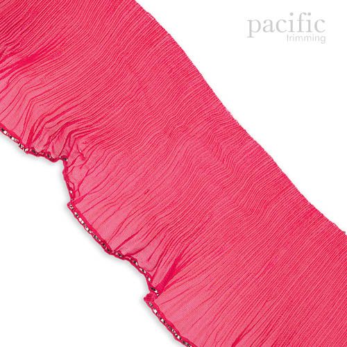 3 Inch Glitter Edged Pleat Trim Pink