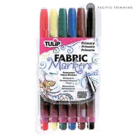 Tulip Fine Tip Primary Fabric Markers 6 Pack