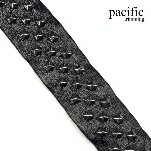 1 Inch Black PU Trim with Black Studs