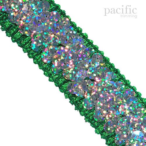1.25 Inch 4-Row Stretch Sequins Green