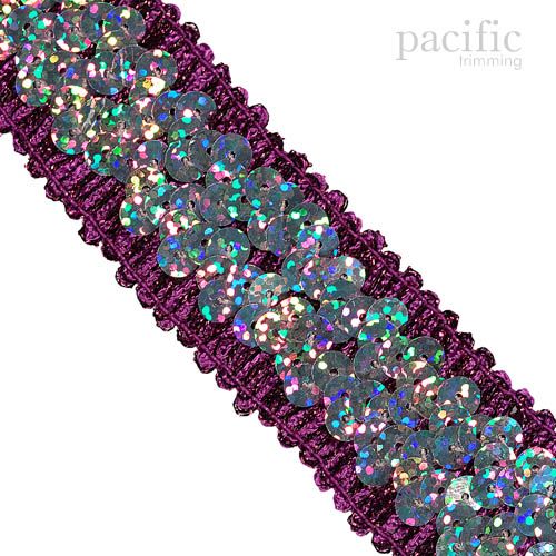 1.25 Inch 4-Row Stretch Sequins Wine
