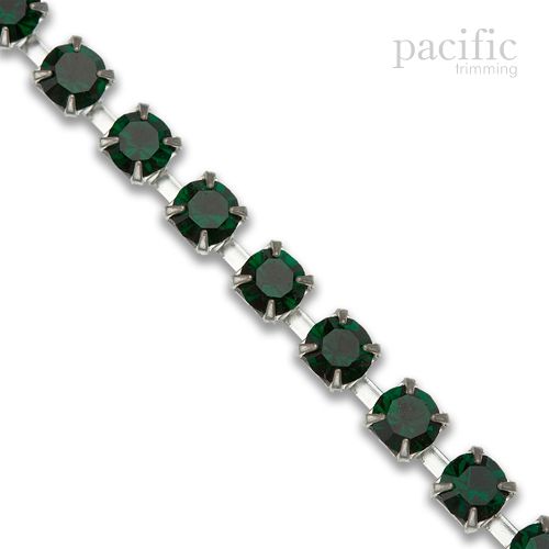 Rhinestone Chain Nickel Base Emerald Stone