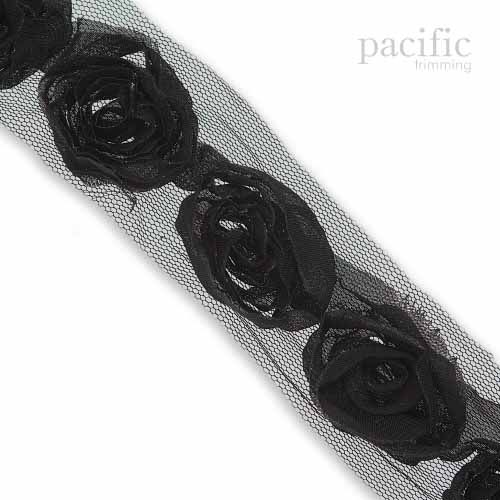 1.75 Inch Rosette Trim Black